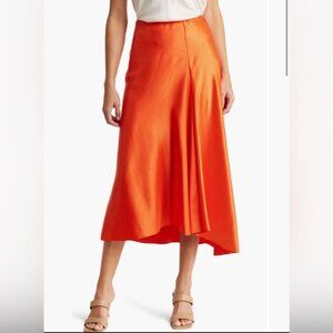 NWT Theory Maity Satin Twill Skirt Color: Vibrant Orange sz 6